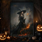 A Witch's Conquest With Flame, Witches Canvas Painting, Spooky Season Wall Art Decor, Halloween Poster Gift For Witch Lovers