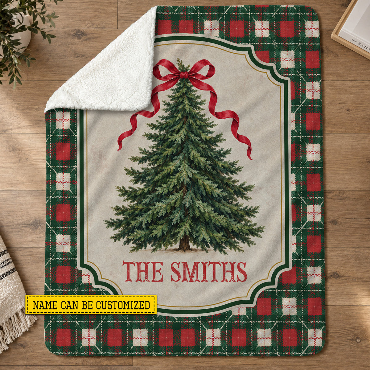 Personalized Christmas Tree Fleece Blanket, Home For The Holidays Woven Blanket, Xmas Sherpa Blanket Gift