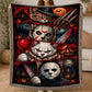 Halloween Cat Fleece Blanket, Nine Lives To Scream Woven Blanket, Sherpa Blanket Spooky Season Gift For Cat Lover, Horror Movie Fans
