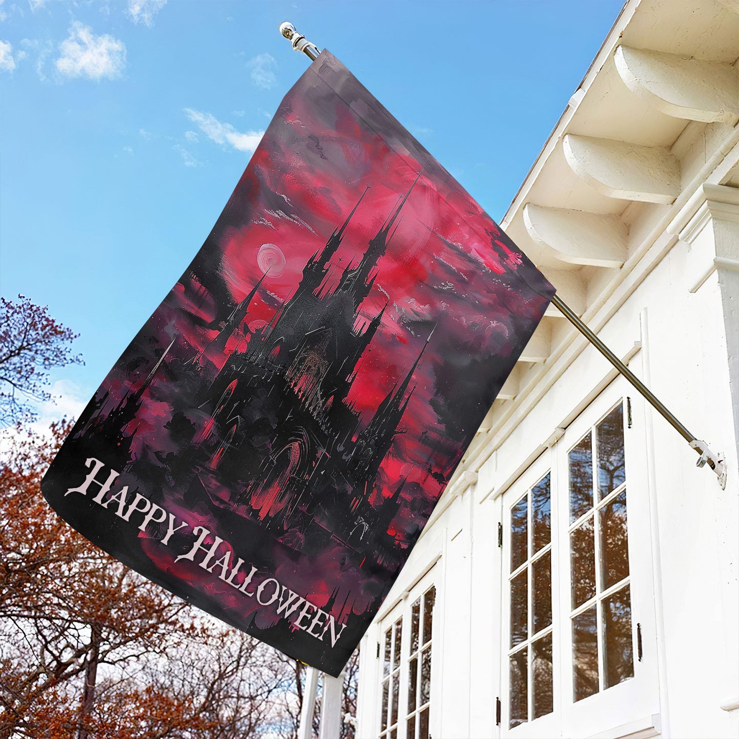 Red Reverie, Halloween Garden Flag & House Flag, Mystery Outdoor Decor, Spooky Yard Decor Gift For Dark House Lovers