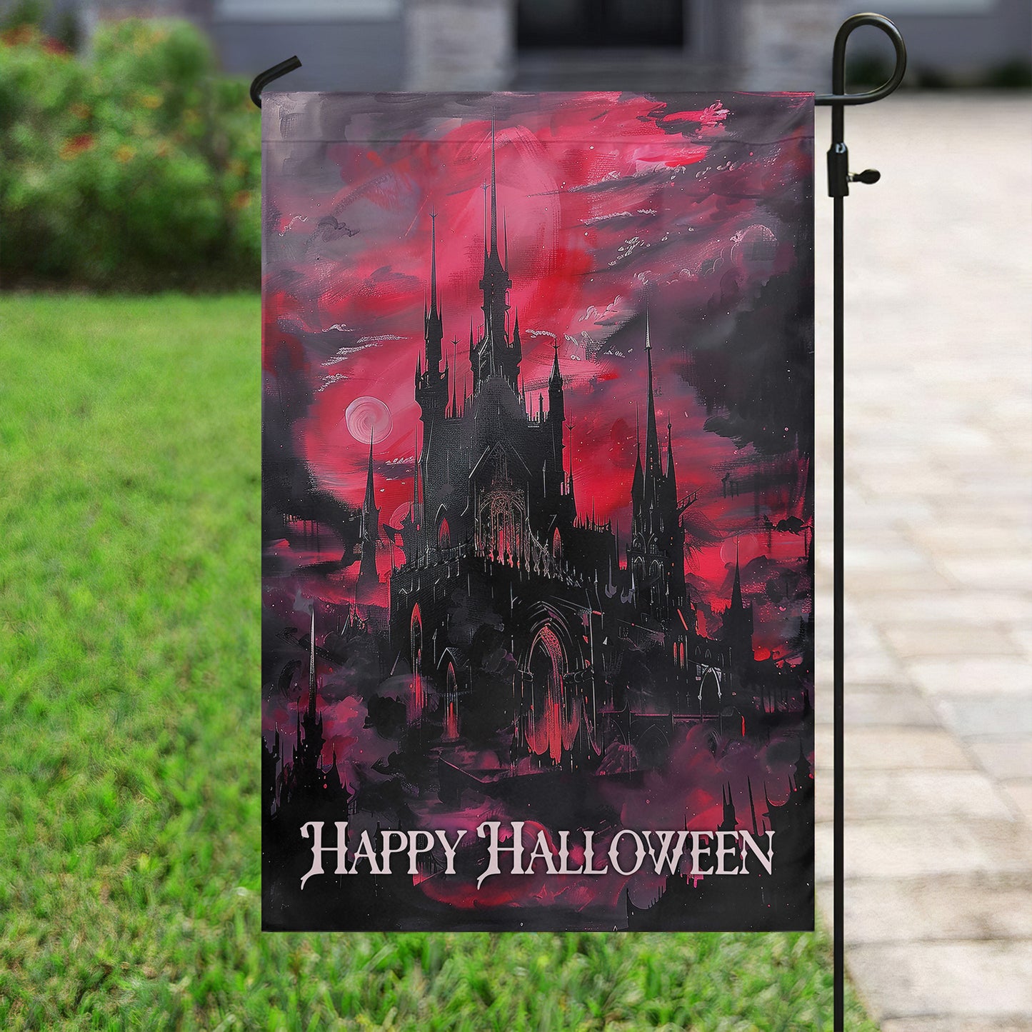 Red Reverie, Halloween Garden Flag & House Flag, Mystery Outdoor Decor, Spooky Yard Decor Gift For Dark House Lovers