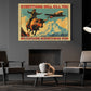 Vintage Bull Riding Canvas Painting, Everything Will Kill You So Choose Something Fun, Rodeo Cowboy Wall Art, Funny Poster Gift For Bull Riding Lovers