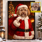 Personalized Christmas Dog Canvas Wall Art, Dog Santa Claus Christmas Pet Portrait Wall Art Decor, Xmas Poster Gift For Dog Lover