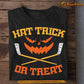 Funny Halloween Hockey T-shirt, Hat Trick Or Treat Scary Pumpkin Face, Gift For Hockey Lovers