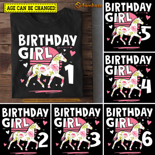 Horse Birthday T-shirt, Birthday Girl Birthday Tees Gift For Kids Boys Girls Horse Lovers, Age Can Be Changed