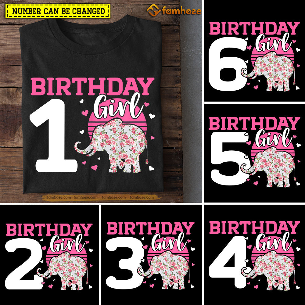 Elephant Birthday T-shirt, Birthday Girl Birthday Tees Gift For Kids Boys Girls Elephant Lovers, Age Can Be Changed