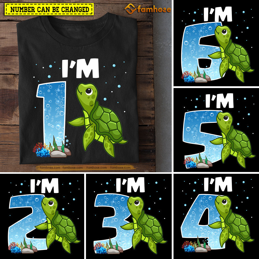 Cute Turtle Birthday T-shirt, I Am Birthday Tees Gift For Kids Boys Girls Turtle Lovers, Age Can Be Changed