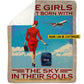 Vintage Personalized Flight Attendant Fleece Blanket, Some Girls Are Born To Fly Woven Blanket, Sherpa Blanket Gift For Air Hostess