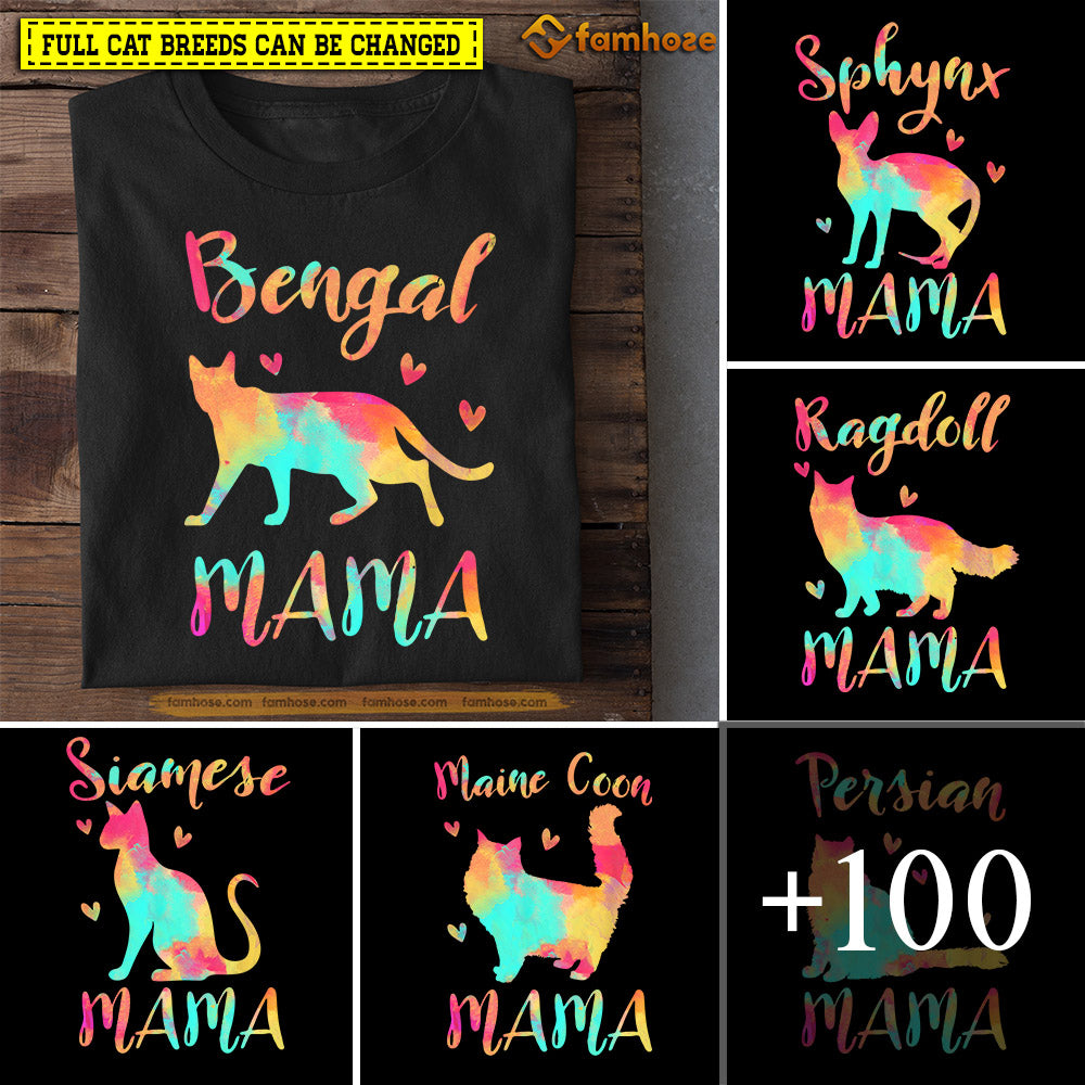 Personalized Cat T-shirt, Cat Mama Full 100+ Cat Breeds, Mother's Day Gift For Cat Lovers, Cat Owners, Cat Tees