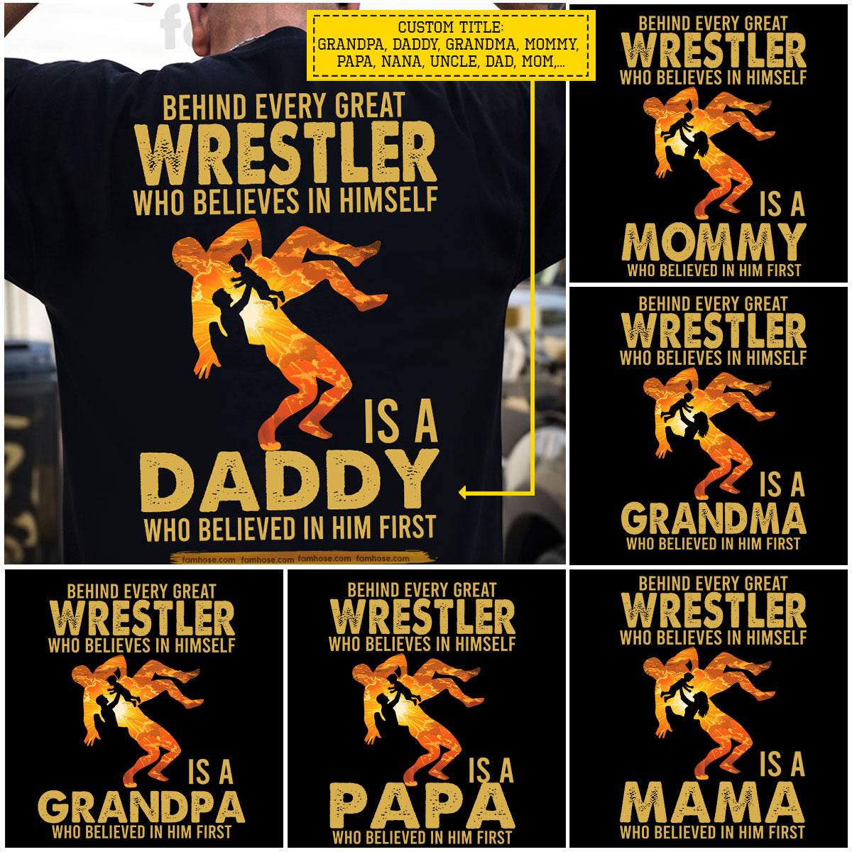 Wrestling Dad Son Backside T-shirt, Behind Every Great Wrestler Tees Father's Day Gift For Wrestling Lovers