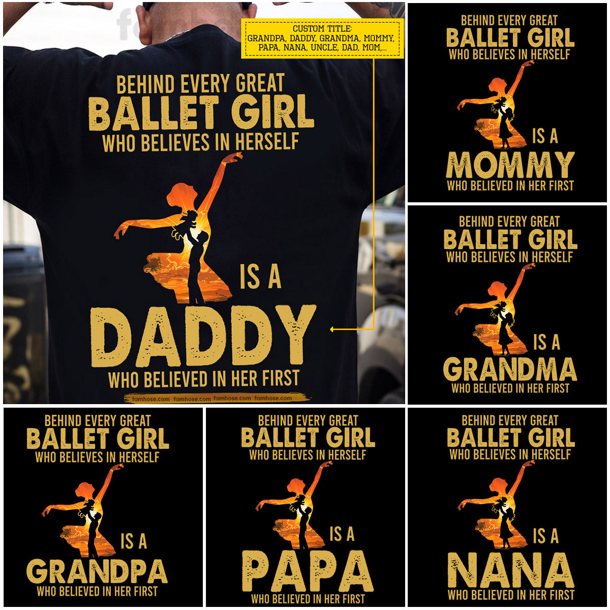 Ballet Dad Daughter Backside T-shirt, Behind Every Great Ballet Girl Tees Father's Day Gift For Ballet Lovers