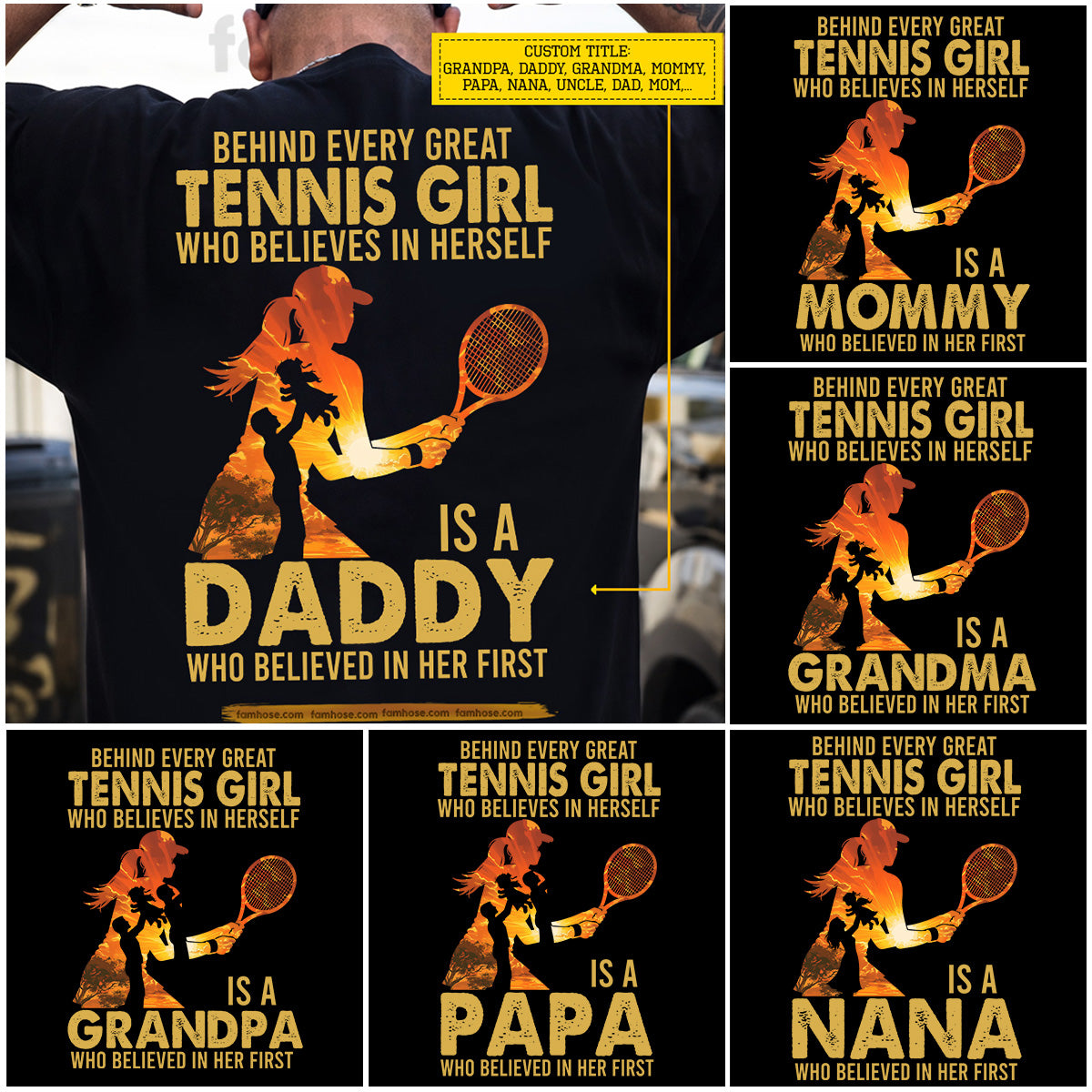 Tennis Dad Daughter Backside T-shirt, Behind Every Great Tennis Girl Tees Father's Day Gift For Tennis Lover