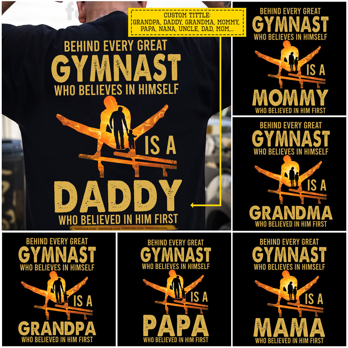 Gymnastic Dad Son Backside T-shirt, Behind Every Great Gymnast Tees Father's Day Gift For Gymnastics Lover