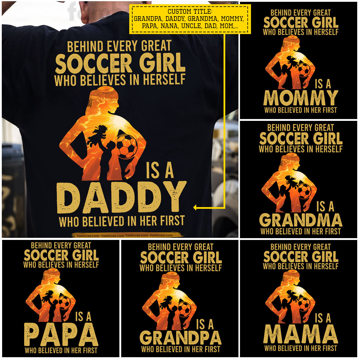 Soccer Dad Daughter Backside T-shirt, Behind Every Great Soccer Girl Sport Tees Father's Day Gift For Soccer Lovers