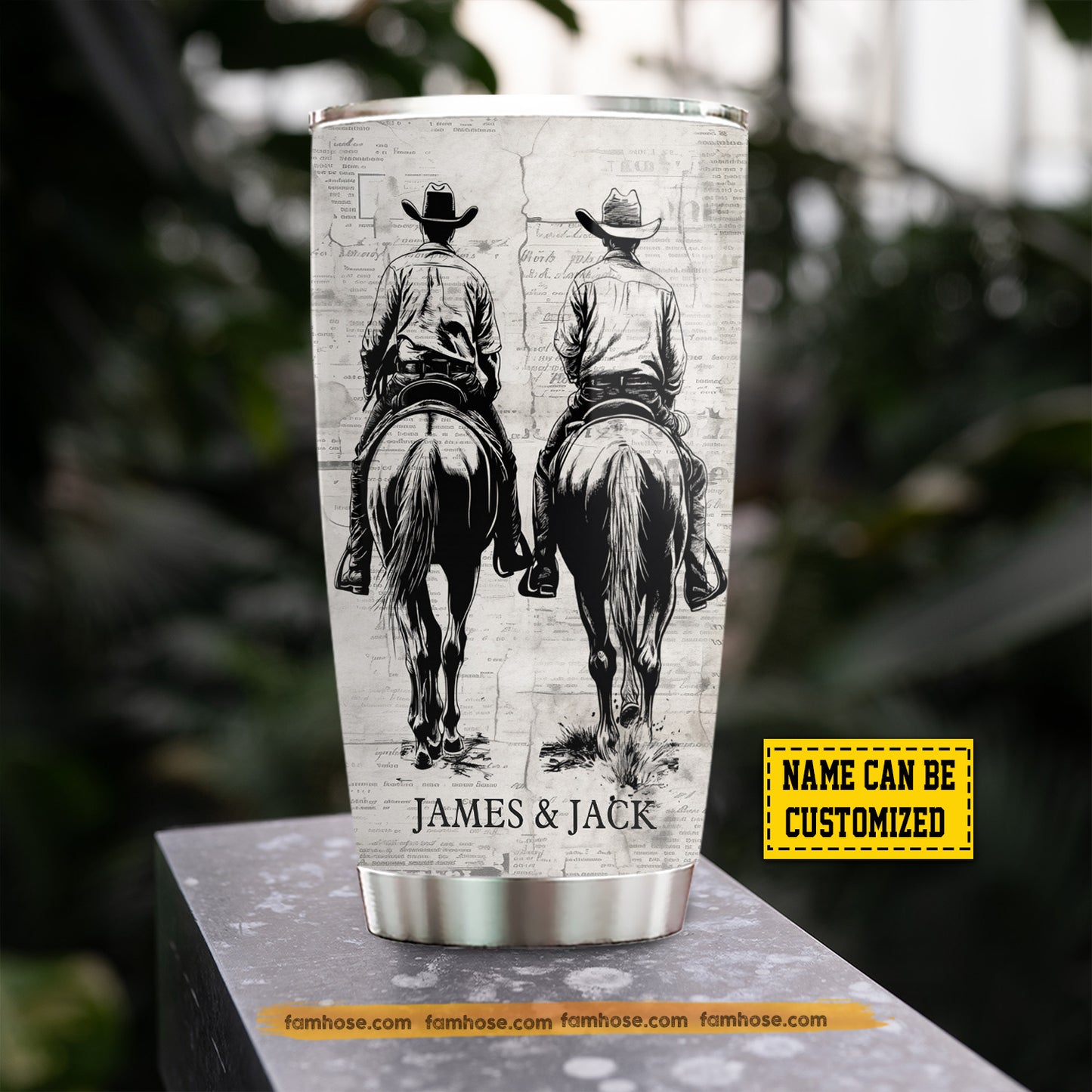 Personalized Cowboy Horse Riding Dad Son Tumbler, Behind Every Cowboy Stainless Steel Tumbler, Travel Mug Tumblers Father's Day Gift For Cowboy Lovers