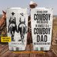 Personalized Cowboy Horse Riding Dad Son Tumbler, Behind Every Cowboy Stainless Steel Tumbler, Travel Mug Tumblers Father's Day Gift For Cowboy Lovers