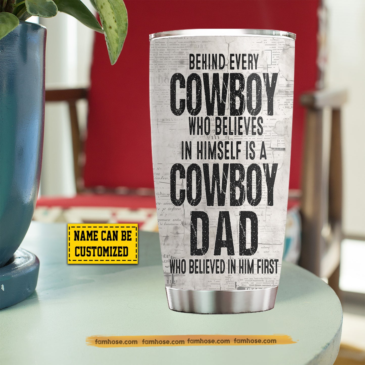 Personalized Cowboy Horse Riding Dad Son Tumbler, Behind Every Cowboy Stainless Steel Tumbler, Travel Mug Tumblers Father's Day Gift For Cowboy Lovers