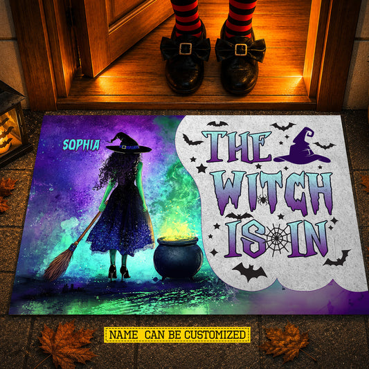 Personalized Halloween Witch Doormat, The Witch Is In, Doormat For Home Decor, Housewarming Gift, Spooky Welcome Mat Gift For Witch Lovers