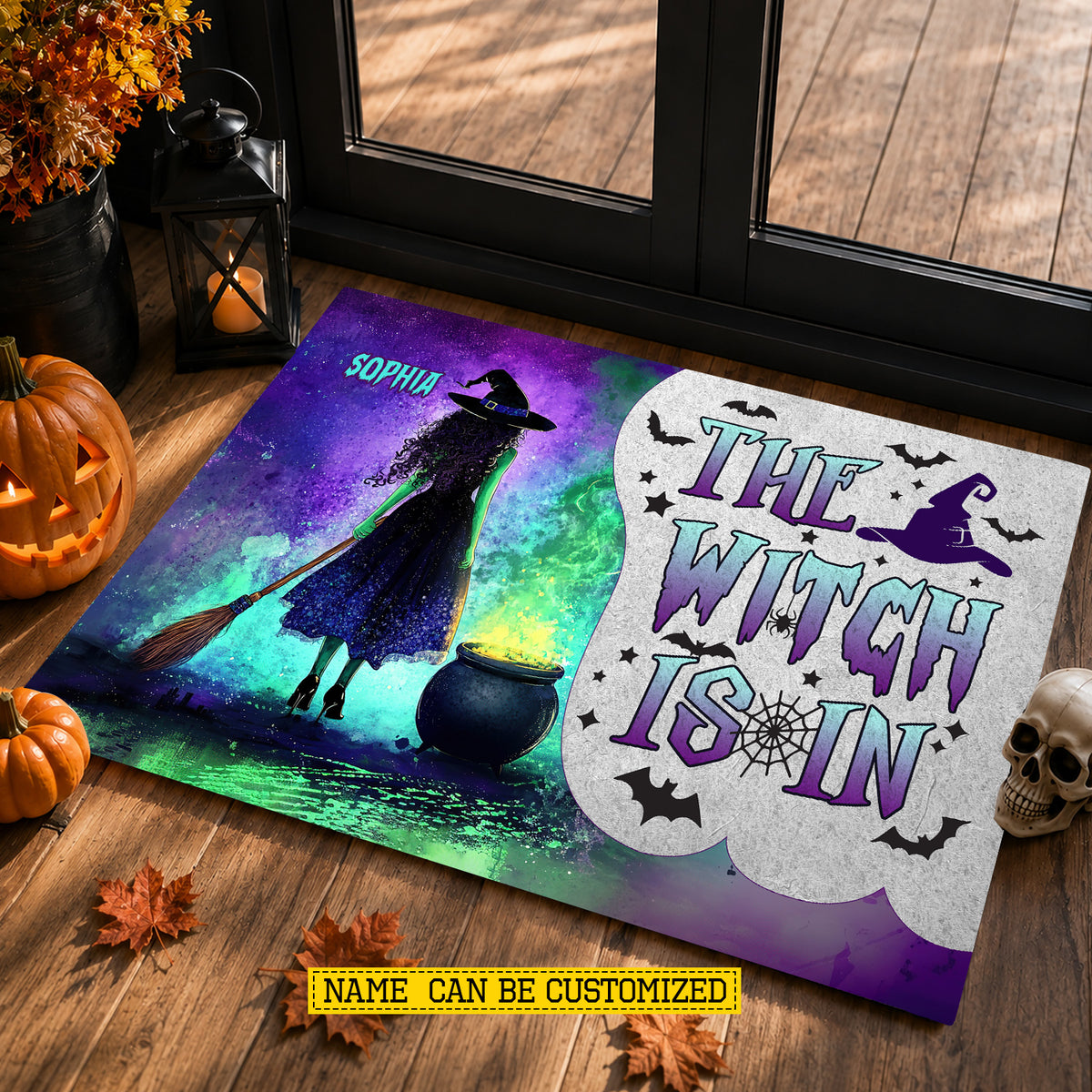 Personalized Halloween Witch Doormat, The Witch Is In, Doormat For Home Decor, Housewarming Gift, Spooky Welcome Mat Gift For Witch Lovers