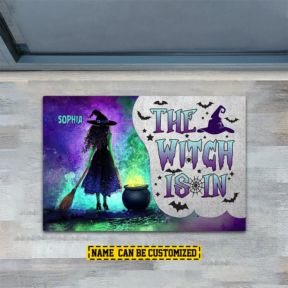 Personalized Halloween Witch Doormat, The Witch Is In, Doormat For Home Decor, Housewarming Gift, Spooky Welcome Mat Gift For Witch Lovers