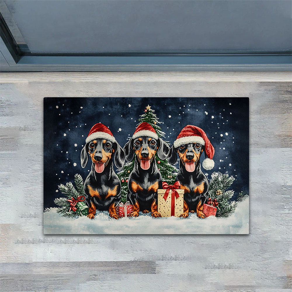 Christmas Dachshund Doormat, The Trio Of Dachshund Doormat For Home Decor Housewarming Gift, Welcome Mat Gift For Dog Lovers