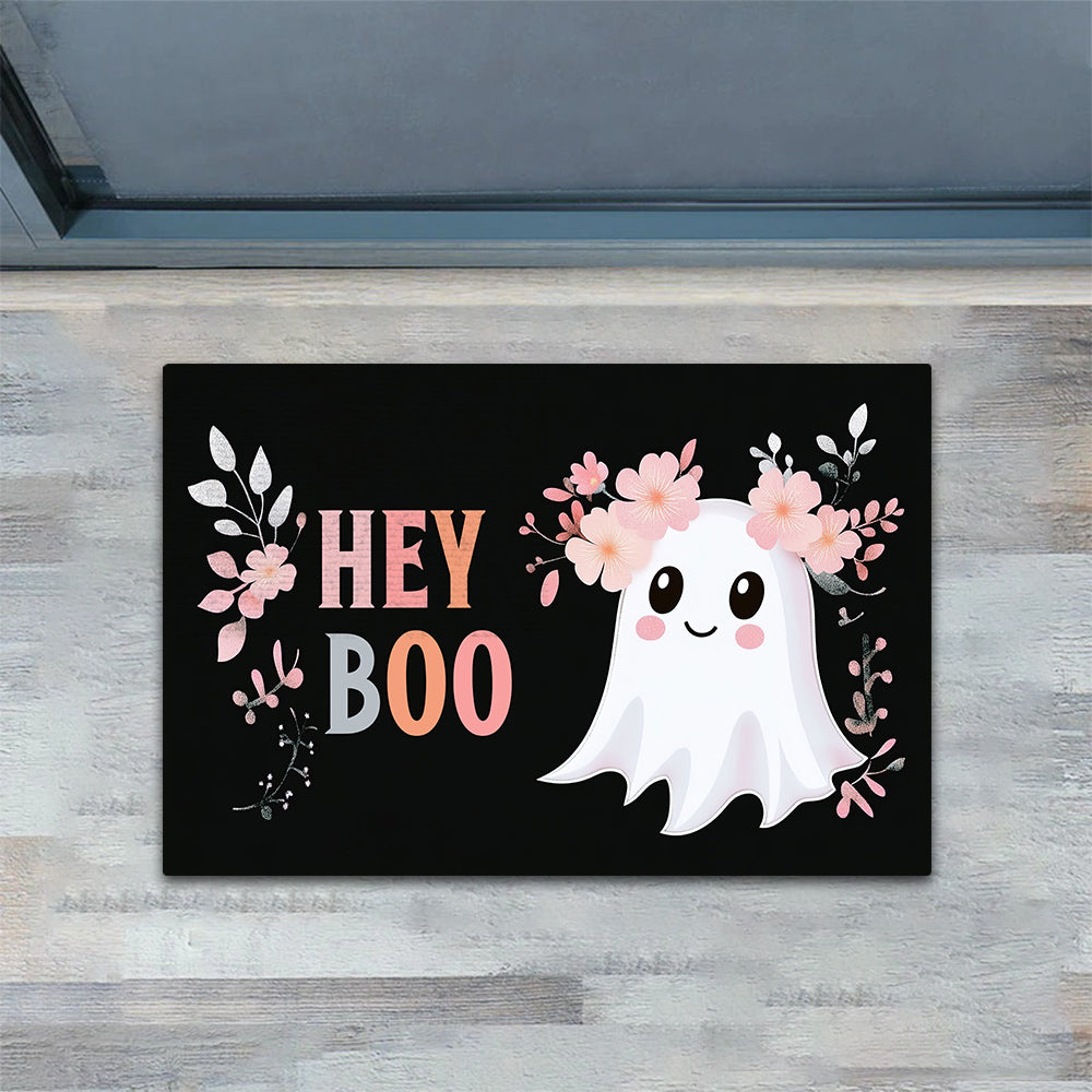 Cute Halloween Doormat, Hey Boo, Doormat For Home Decor Housewarming Gift, Welcome Mat Gift