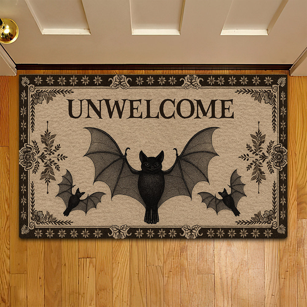 Funny Halloween Bat Doormat, Unwelcome, Doormat For Home Decor Housewarming Gift, Welcome Mat Gift For Bat Lovers