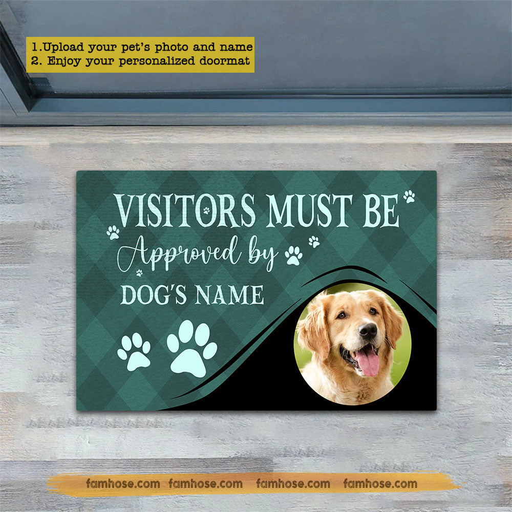 Cute Personalized Dog Doormat, Visitors Must Be Approved Doormat For Home Decor Housewarming Gift, Welcome Mat Gift For Dog Lovers