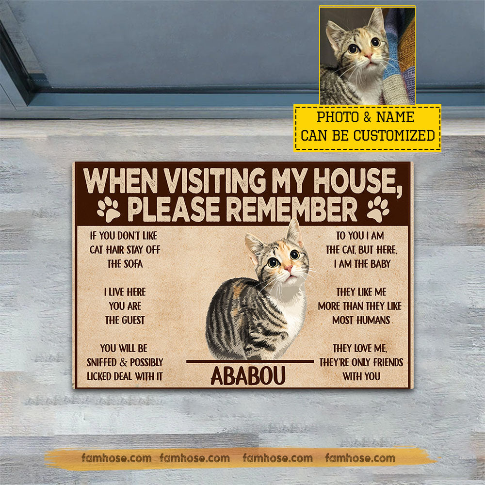 Personalized Cat Doormat, When Visiting My House Please Remember Doormat For Home Decor Housewarming Gift, Welcome Mat Gift For Cat Lover