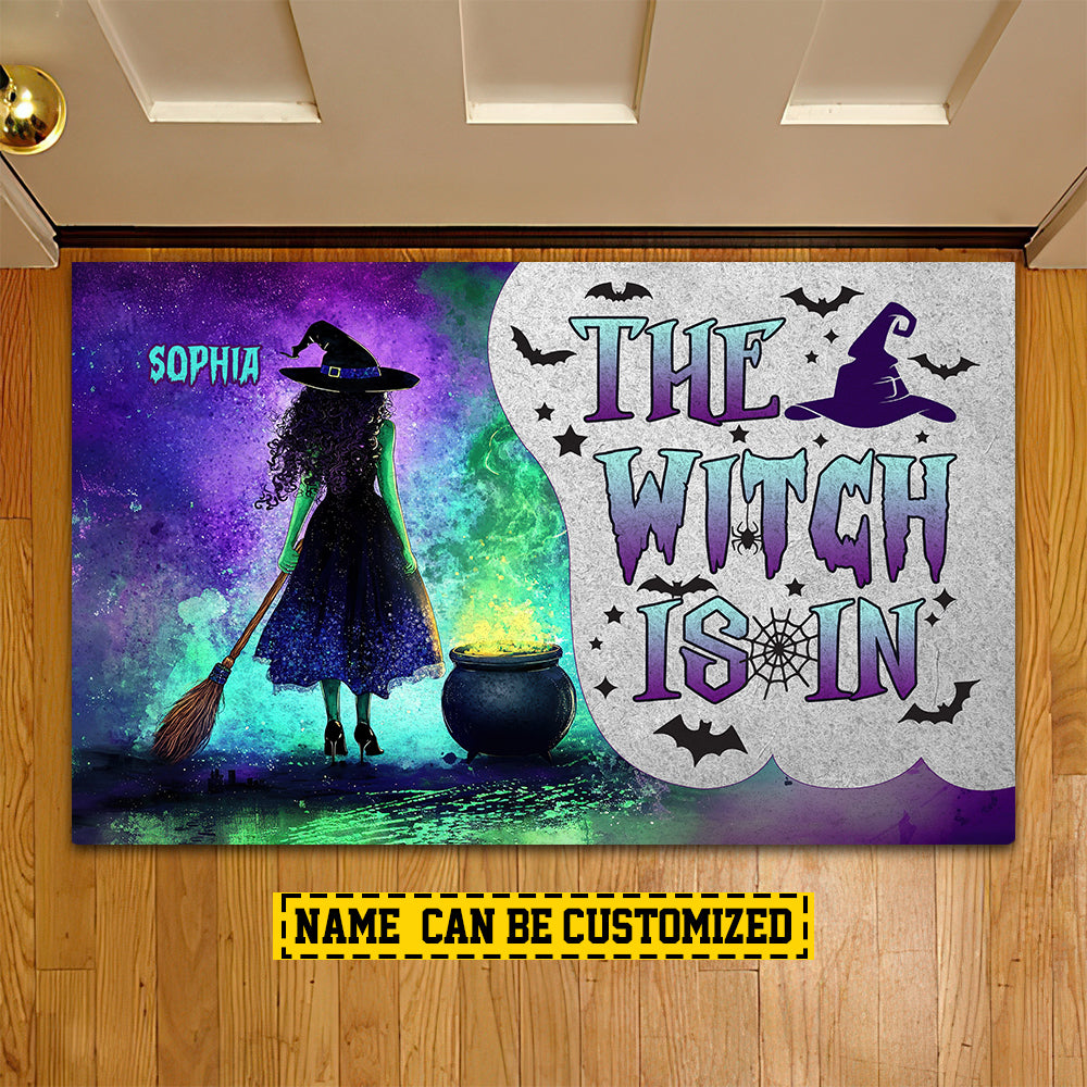 Personalized Halloween Witch Doormat, The Witch Is In, Doormat For Home Decor, Housewarming Gift, Spooky Welcome Mat Gift For Witch Lovers