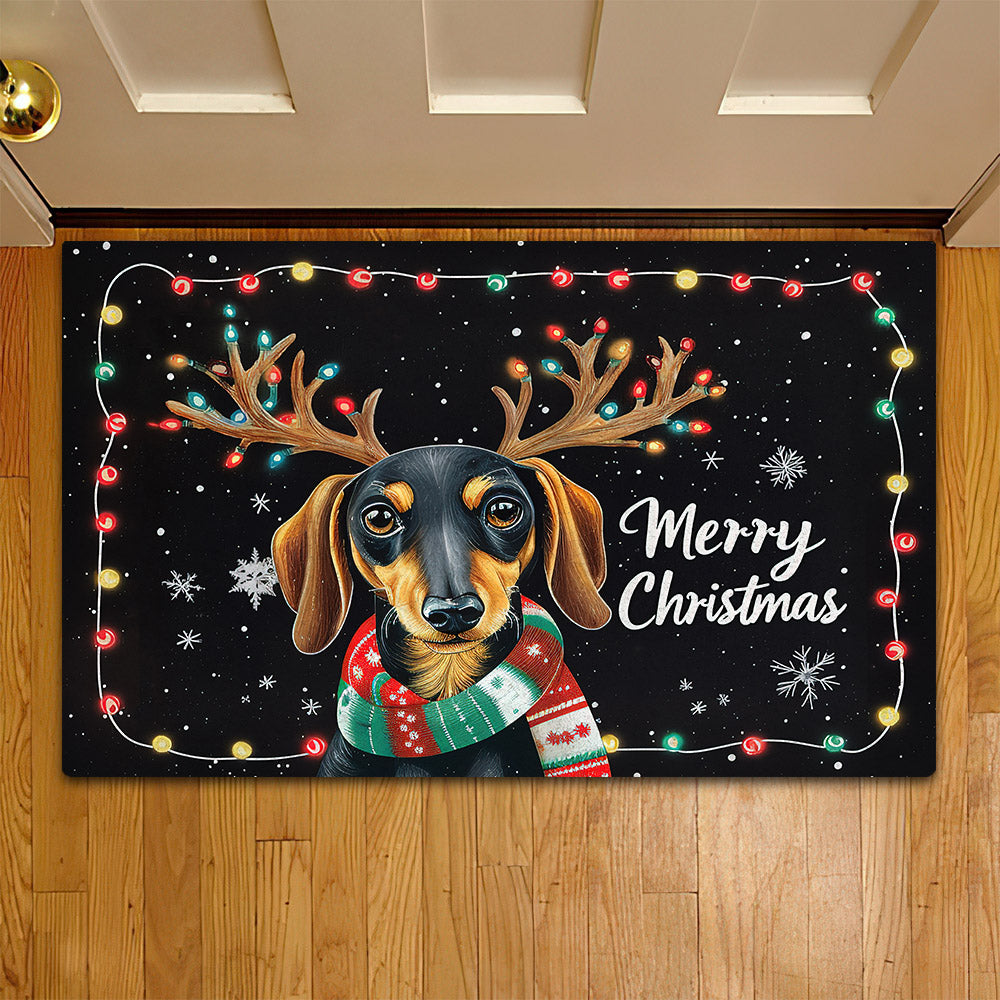 Christmas Dachshund Doormat, Merry Christmas Doormat For Home