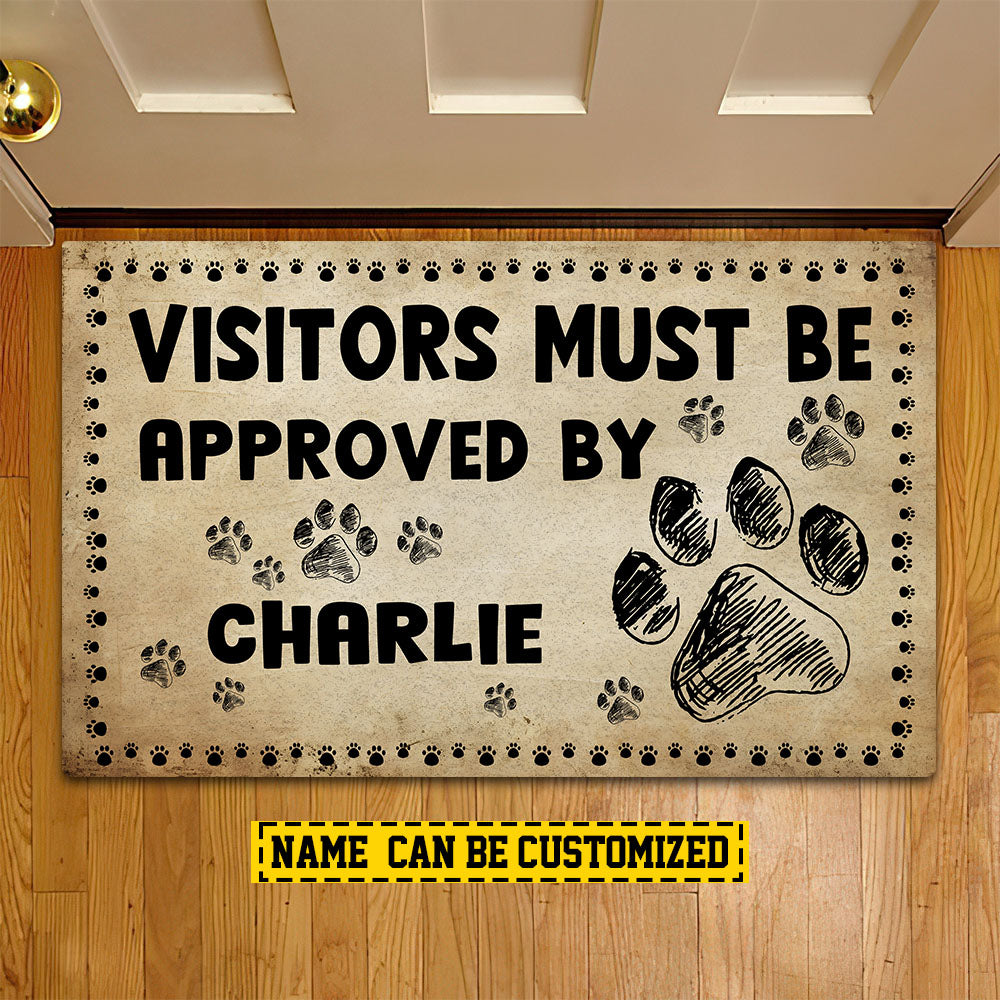 Visitors buy must be approved by the dogs, dogs custom doormat, funny doormat, housewarming gift, personalized decor, personalized front door