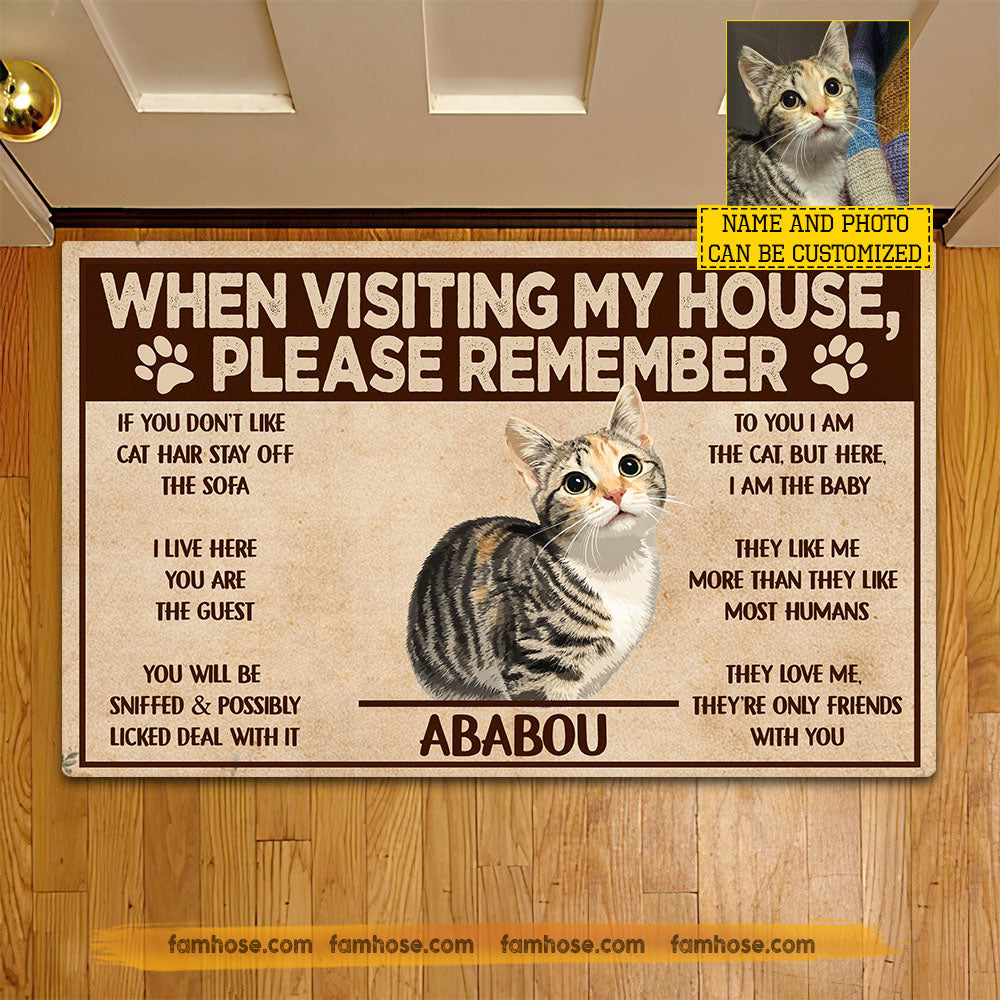 Personalized Cat Doormat, When Visiting My House Please Remember Doormat For Home Decor Housewarming Gift, Welcome Mat Gift For Cat Lover