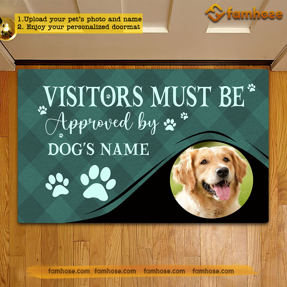Cute Personalized Dog Doormat, Visitors Must Be Approved Doormat For Home Decor Housewarming Gift, Welcome Mat Gift For Dog Lovers