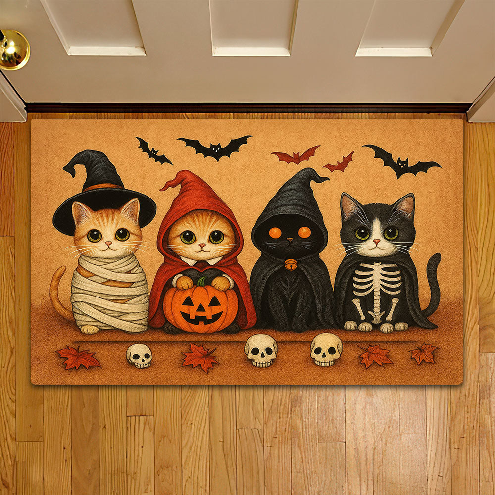 Cute Halloween Cat Doormat, Cat Squad, Spooky Doormat For Home Decor Housewarming Gift, Welcome Mat Gift For Cat Lovers