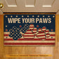 July 4th Dog Paws Doormat, Wipe Your Paws Patriotic Doormat For Home Decor Housewarming Gift Welcome Mat Independence Day Gift For Dog Lover
