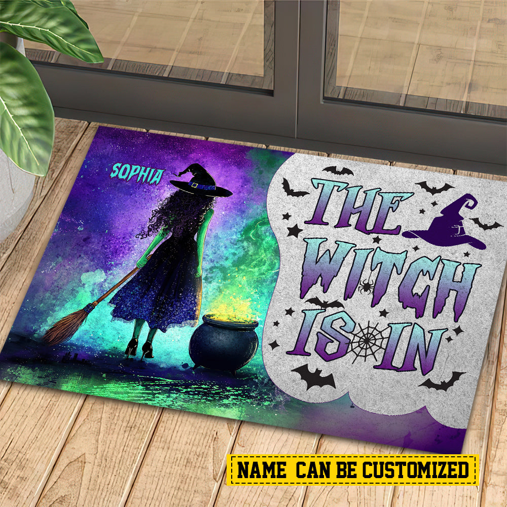 Personalized Halloween Witch Doormat, The Witch Is In, Doormat For Home Decor, Housewarming Gift, Spooky Welcome Mat Gift For Witch Lovers