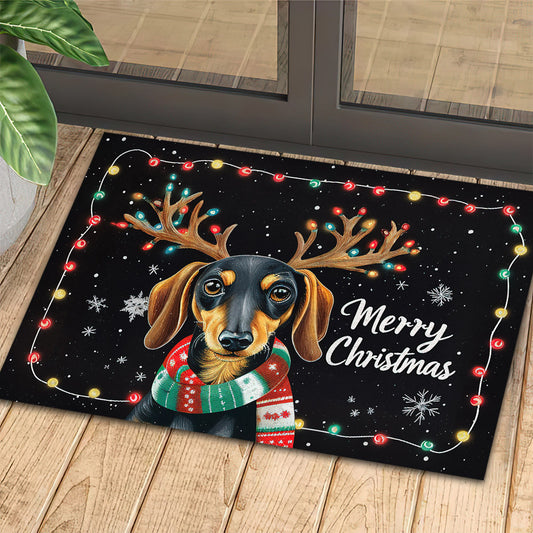 Christmas Dachshund Doormat, Merry Christmas Doormat For Home Decor Housewarming Gift, Welcome Mat Gift For Dachshund Lovers