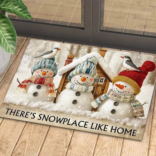 Christmas Doormat, There's Snowplace Like Home, Doormat For Home Decor Housewarming Gift, Welcome Mat Gift For Snowman Lovers