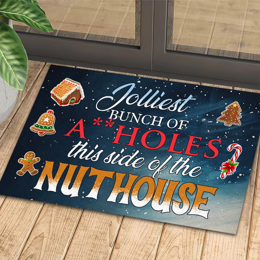 Funny Christmas Doormat, This Side Of The Nuthouse Doormat For Home Decor Housewarming Gift, Welcome Mat Gift