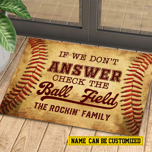Check The Ball Field, Personalized Funny Softball Doormat For Home Decor Housewarming Gift, Welcome Mat Gift For Softball Lovers