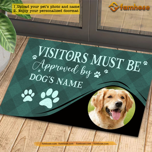 Cute Personalized Dog Doormat, Visitors Must Be Approved Doormat For Home Decor Housewarming Gift, Welcome Mat Gift For Dog Lovers