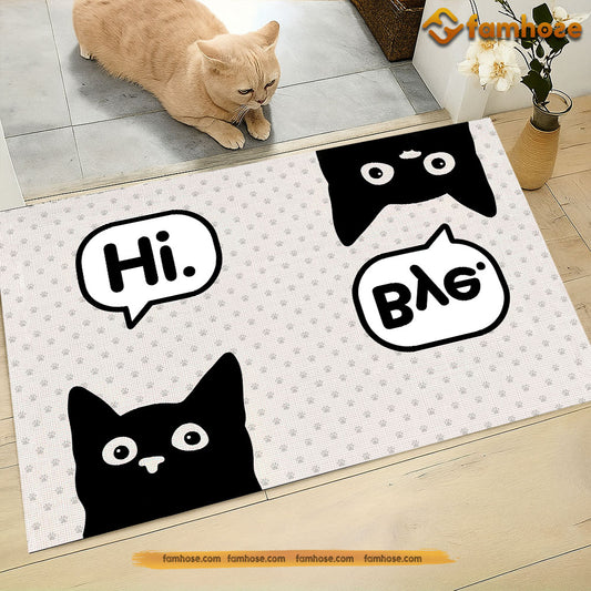 Vintage Cat Doormat, Hi & Bleh Cat Rug Doormat For Home Decor Housewarming Gift, Welcome Mat Gift For Cat Lovers