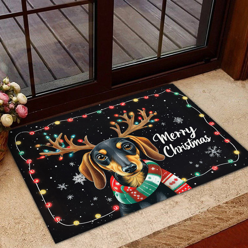 Christmas Dachshund Doormat, Merry Christmas Doormat For Home Decor Housewarming Gift, Welcome Mat Gift For Dachshund Lovers