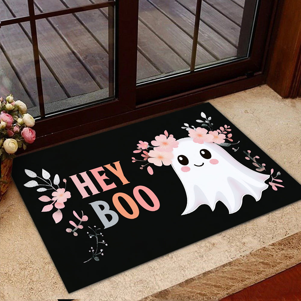 Cute Halloween Doormat, Hey Boo, Doormat For Home Decor Housewarming Gift, Welcome Mat Gift