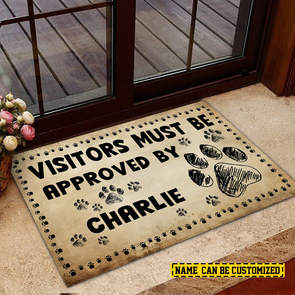 Personalized Funny Dog Doormat, Visitors Must Be Approved By, Doormat For Home Decor Housewarming Gift, Welcome Mat Gift For Dog Lovers