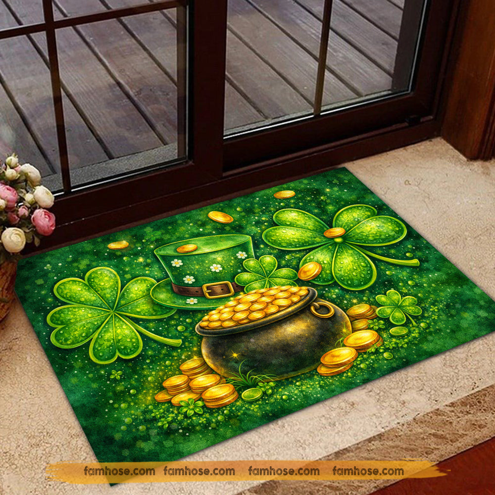 Lucky Shamrock Doormat, Step Into Irish Luck Doormat For Home Decor Housewarming Gift, Welcome Mat Gift For Irish Lover