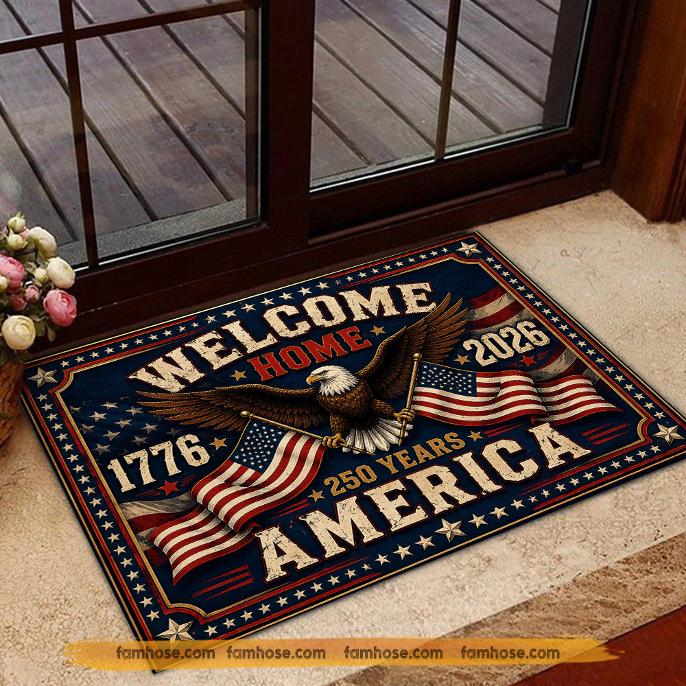 July 4th USA 250 Anniversary Doormat, Welcome Home Patriotic Doormat For Home Decor Housewarming Gift Welcome Mat Independence Day Gift For American Patriot