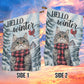 Cute Christmas Cat Garden & House Flag, Hello Winter Yard Flag, Xmas Gift For Cat Lovers