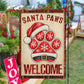 Christmas Dog Paw Garden & House Flag, Santa Paws Welcome Yard Flag, Xmas Gift For Dog Lovers